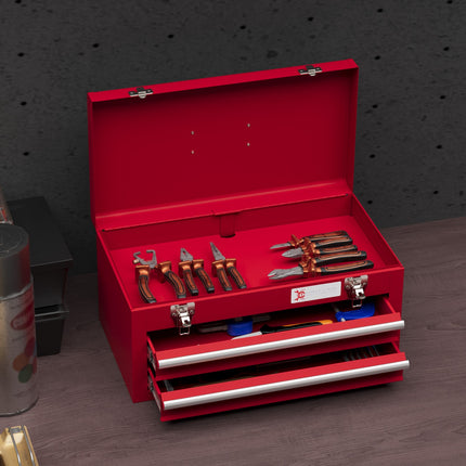 Steel tool box with drawers and lock, 46x24x22 cm