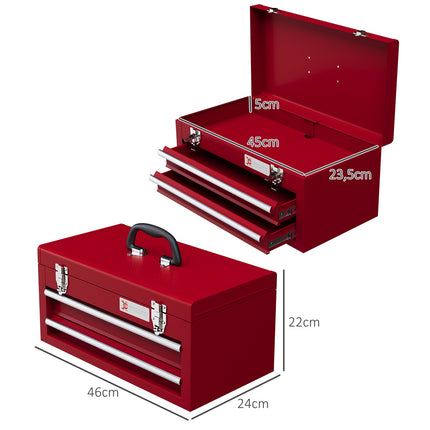 Steel tool box with drawers and lock, 46x24x22 cm