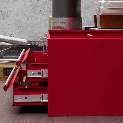 Steel tool box with drawers and lock, 46x24x22 cm