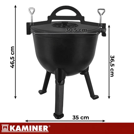 Enameled Cast Iron Cauldron 10L with Lid and Legs