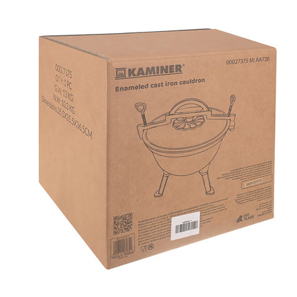 Enameled Cast Iron Cauldron 8L for Campfire Cooking