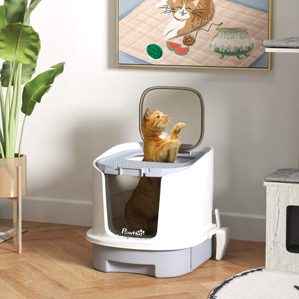 Enclosed Cat Litter Box with Scoop, Odor Control Bags