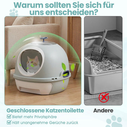 Enclosed Cat Litter Box with Tray & Scoop, Blue