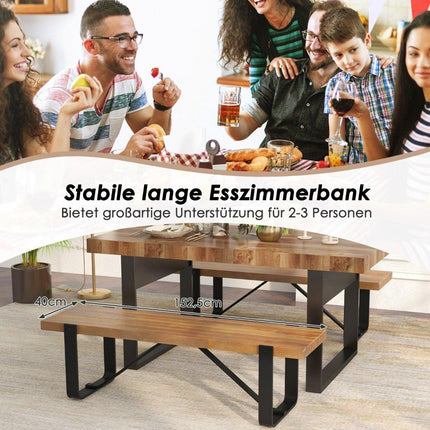 Entrance Bench with Metal Frame Hallway Bench Rustic Farmhouse Wooden Shoe Rack 152.5 x 43 x 44 cm