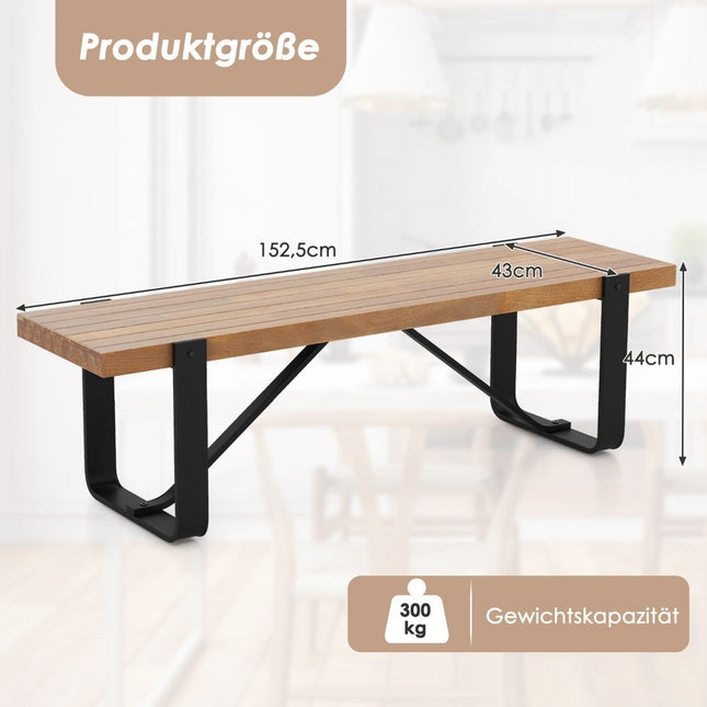 Entreebank met metalen frame, halbank, rustiek boerderijhouten schoenenrek, 152,5 x 43 x 44 cm