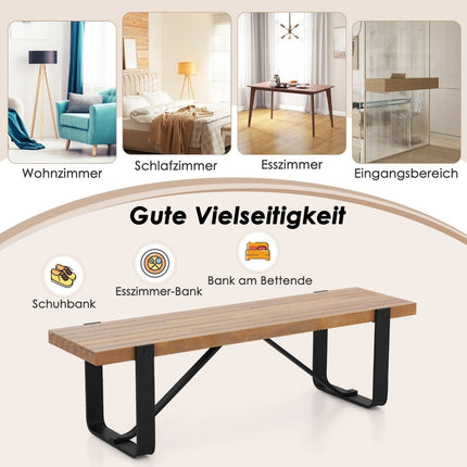 Entrance Bench with Metal Frame Hallway Bench Rustic Farmhouse Wooden Shoe Rack 152.5 x 43 x 44 cm