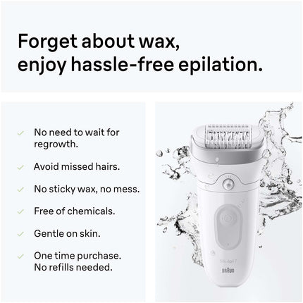 Epilator Wet & Dry, Long-Lasting Smooth Skin, Silver