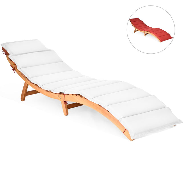 Ergonomic Acacia Wood Sun Lounger with Cushion, Foldable