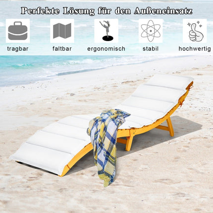 Ergonomic Acacia Wood Sun Lounger with Cushion, Foldable