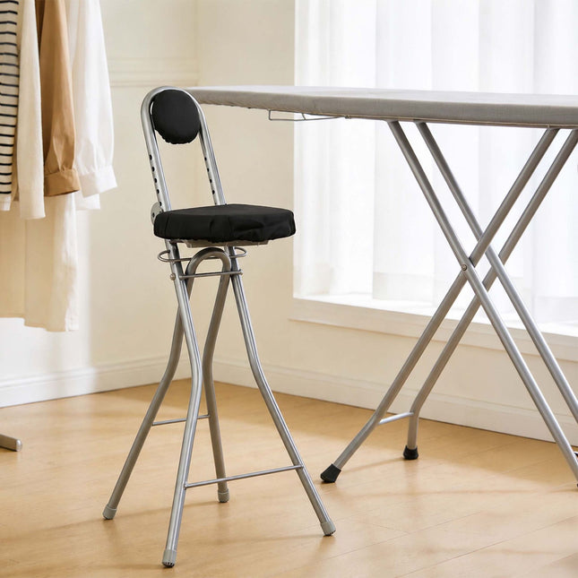 Ergonomische verstelbare sta-kruk, zwart/zilver