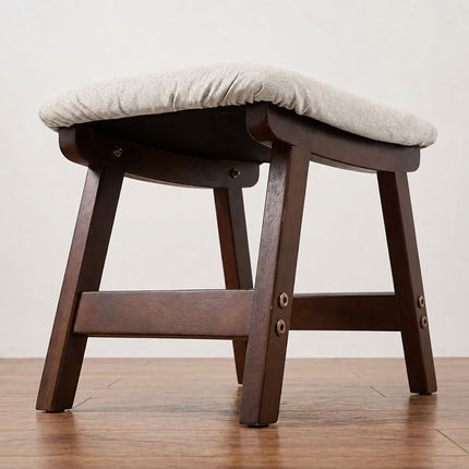 Ergonomic Beige Footstool, Beech Wood & Linen Upholstery
