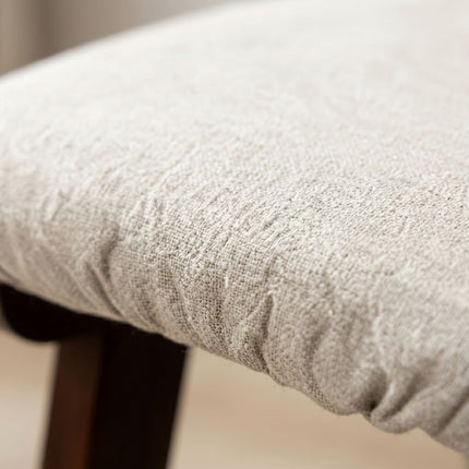 Ergonomic Beige Footstool, Beech Wood & Linen Upholstery