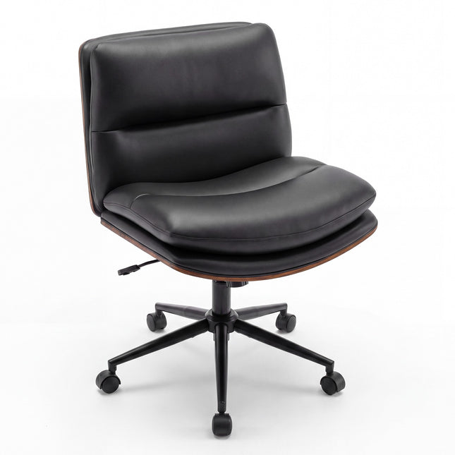 Ergonomic Black Desk Chair with Wheels, No Armrests
