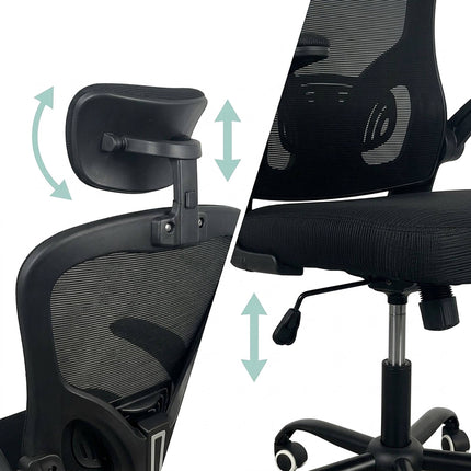 Ergonomic Black Office Chair with Head & Lumbar Support