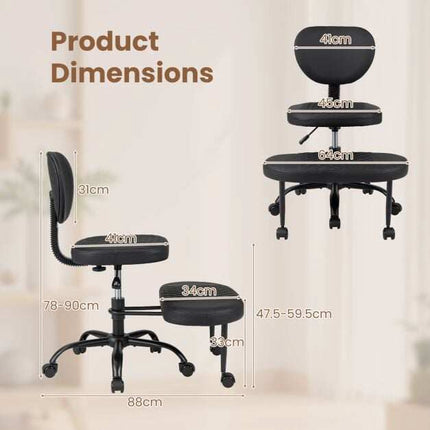 Ergonomic Cross-Legged Office Chair, Adjustable Height, Black