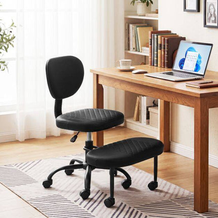 Ergonomic Cross-Legged Office Chair, Adjustable Height, Black
