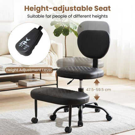 Ergonomic Cross-Legged Office Chair, Adjustable Height, Black