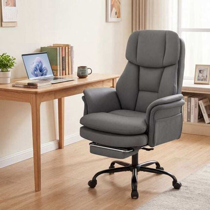 Ergonomic Cross-Legged Office Chair with Footrest, Grey