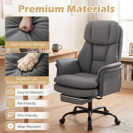 Ergonomic Cross-Legged Office Chair with Footrest, Grey