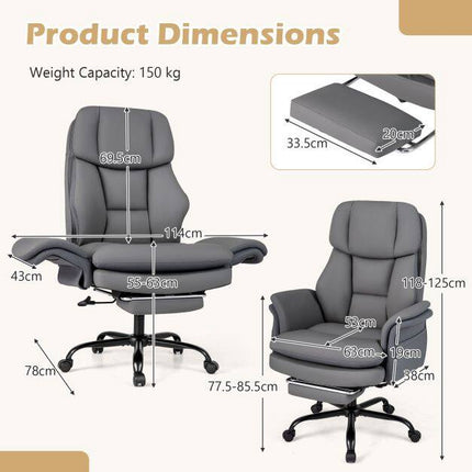 Ergonomic Cross-Legged Office Chair with Footrest, Grey