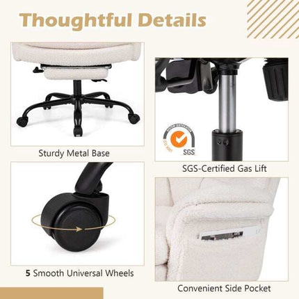 Ergonomic Cross-Legged Office Chair with Footrest, White