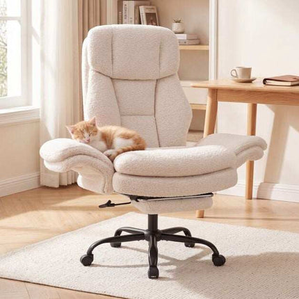 Ergonomic Cross-Legged Office Chair with Footrest, White