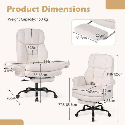 Ergonomic Cross-Legged Office Chair with Footrest, White