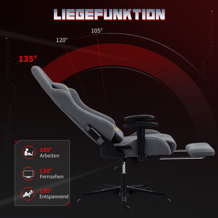 Ergonomic Gaming Chair, 3D Armrests, Adjustable, Gray