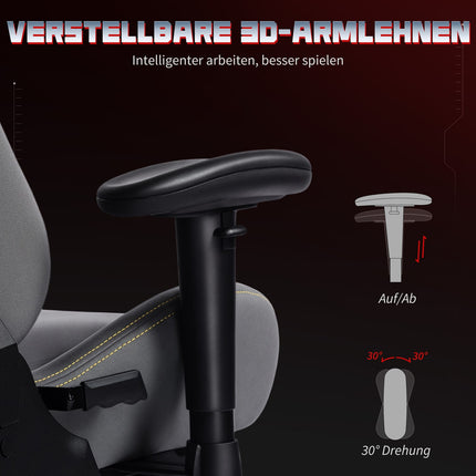 Ergonomic Gaming Chair, 3D Armrests, Adjustable, Gray