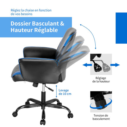 Ergonomic Gaming Chair, Height Adjustable, PVC Leather