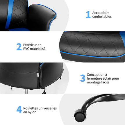 Ergonomic Gaming Chair, Height Adjustable, PVC Leather