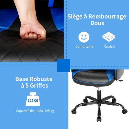 Ergonomic Gaming Chair, Height Adjustable, PVC Leather