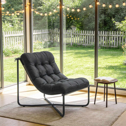 Ergonomic Garden Chair with Cushion, Dark Grey, 120kg Capacity