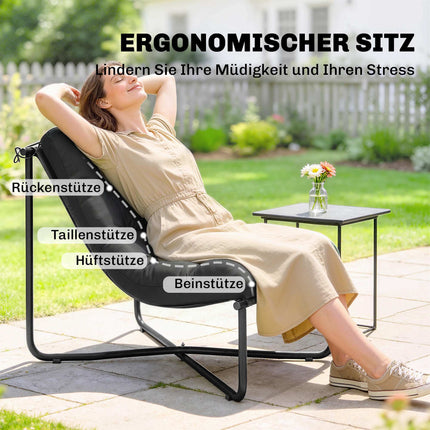 Ergonomic Garden Chair with Cushion, Dark Grey, 120kg Capacity