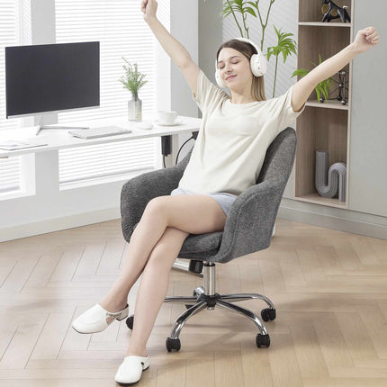 Ergonomic Grey Office Chair with Swivel and Rocking Function