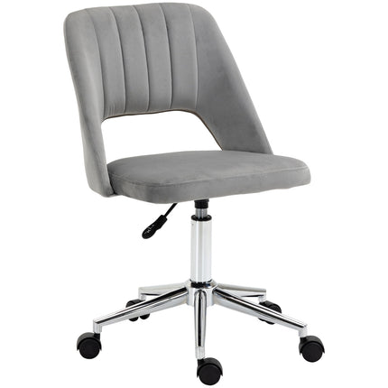 Ergonomic Grey Velvet Office Chair with Adjustable Height