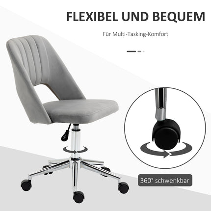 Ergonomic Grey Velvet Office Chair with Adjustable Height