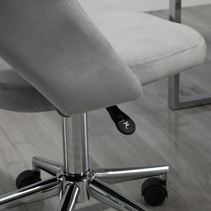 Ergonomic Grey Velvet Office Chair with Adjustable Height