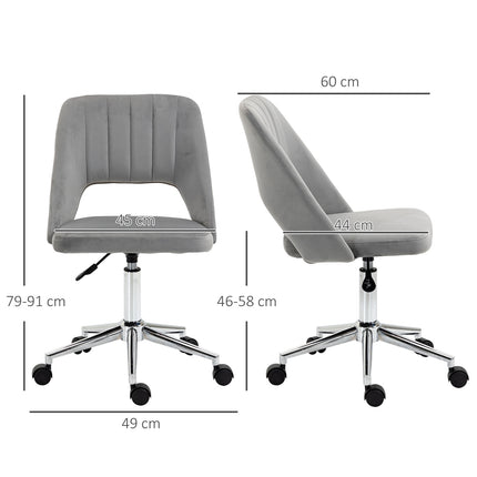 Ergonomic Grey Velvet Office Chair with Adjustable Height