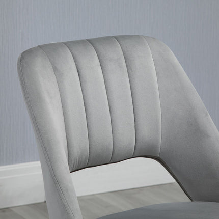 Ergonomic Grey Velvet Office Chair with Adjustable Height