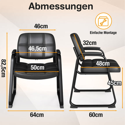 Ergonomic Guest Chair Set with Metal Frame, Black