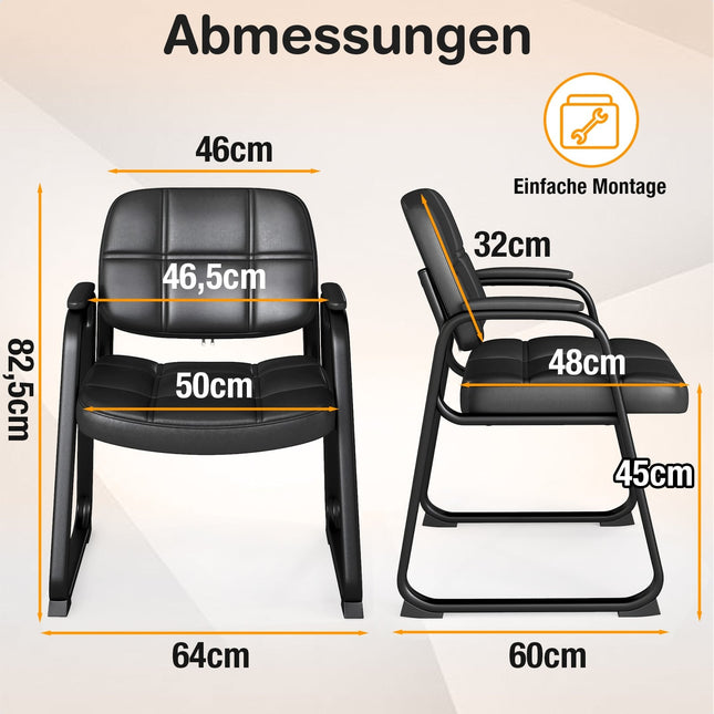 Ergonomic Guest Chair Set with Metal Frame, Black