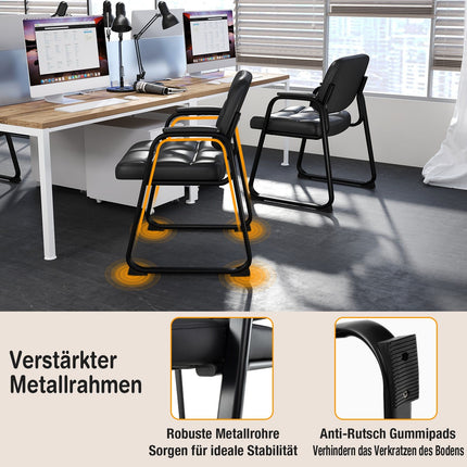 Ergonomic Guest Chair Set with Metal Frame, Black