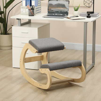 Ergonomic rocking kneeling chair for improved posture, gray