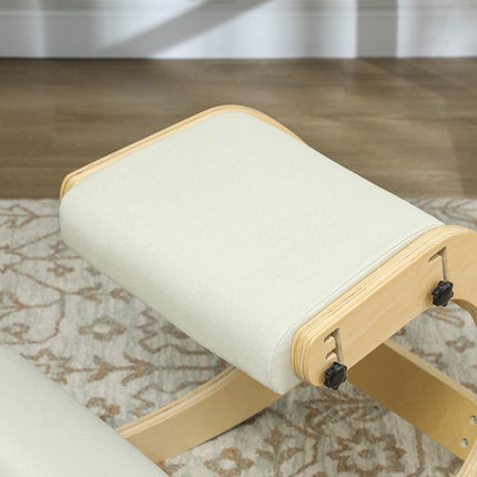 Ergonomic Kneeling Chair, Adjustable Birch Wood Base, Cream
