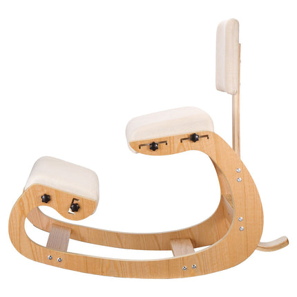 Ergonomic Kneeling Chair – Adjustable Height, Backrest, Wood Frame