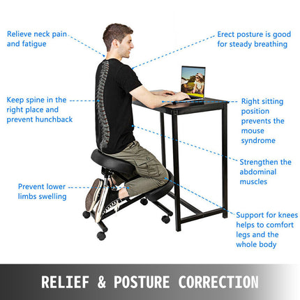 Ergonomic Kneeling Chair – Adjustable Height, Locking Wheels, 265 lb