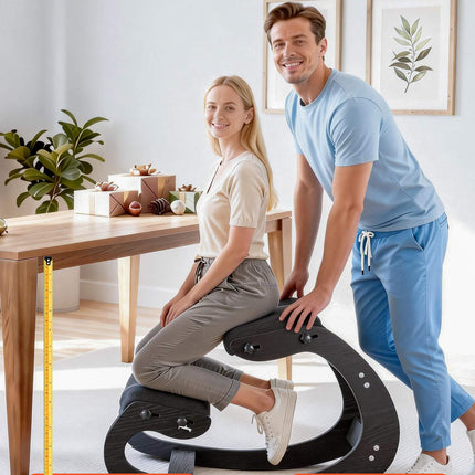 Ergonomic Kneeling Chair – Adjustable Solid Wood, Black