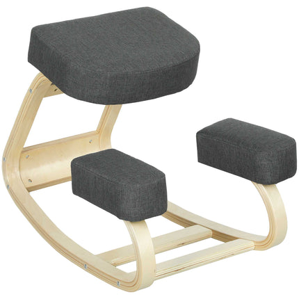 Ergonomic Kneeling Chair, Birch Wood, 120kg Capacity, Dark Grey