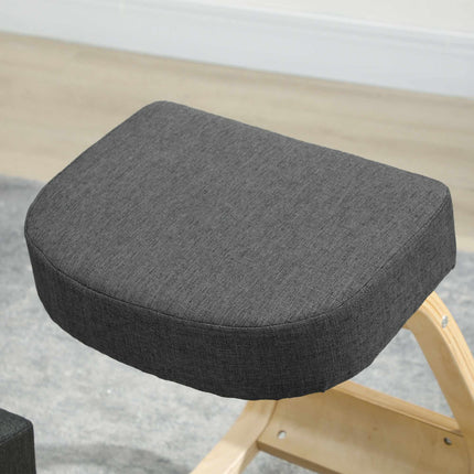 Ergonomic Kneeling Chair, Birch Wood, 120kg Capacity, Dark Grey